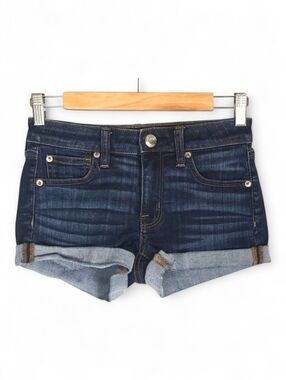 American Eagle Outfitters  Super Stretch Shortie Shorts Dark Blue Denim Size 2